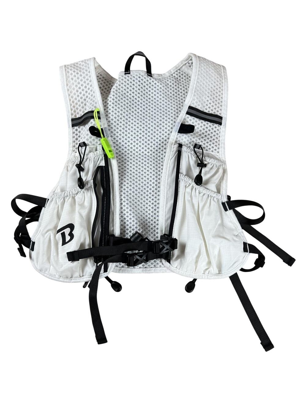 BECOJADDE White Running Vest Small Mens Nylon 5 Pockets Buckle Multifunction